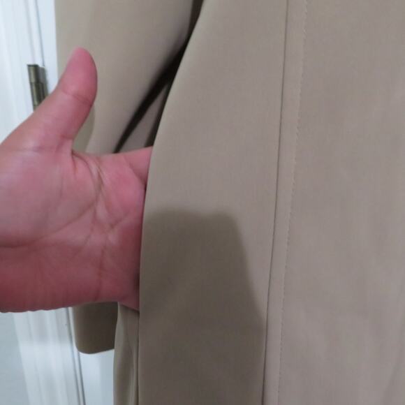 London Fog Womens Sz XXL Khaki Long Line Open Front Trench Coat Long Line Jacket - Picture 4 of 8